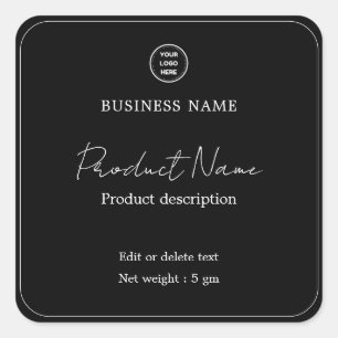 Étiquette de produit minimaliste moderne Black Ele