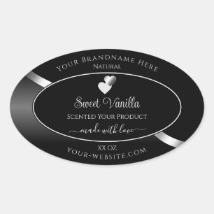 Étiquette de produit moderne Black Wavy Silver Coe