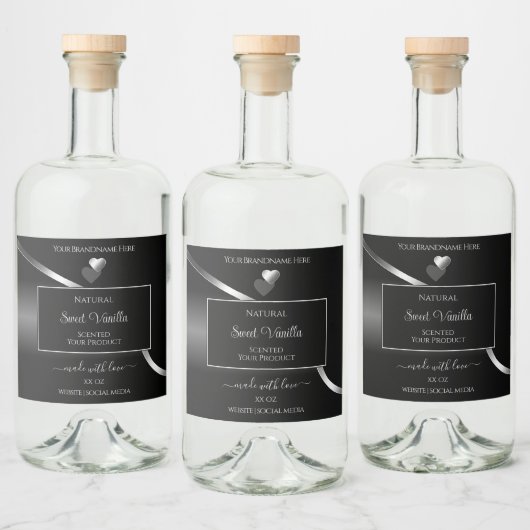 Étiquette de produit moderne Black Wavy Silver Coe (Bouteilles)