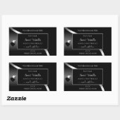 Étiquette de produit moderne Black Wavy Silver Coe (Feuille)