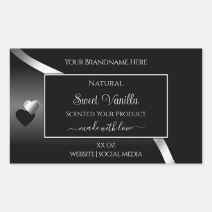 Étiquette de produit moderne Black Wavy Silver Coe