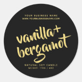 Étiquette de produit moderne en bougie noire (Devant)