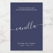 Étiquette de produit moderne en script bleu foncé (Étiquettes simples)