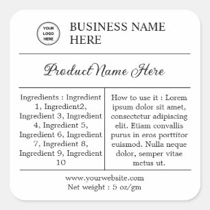 Étiquette de produit moderne, instructions et ingr