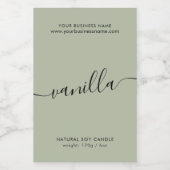 Étiquette de produit moderne sauge vert script (Étiquettes simples)