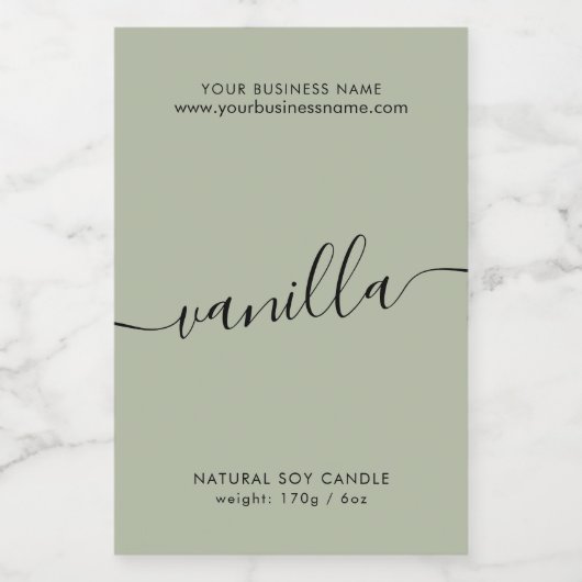 Étiquette de produit moderne sauge vert script (Étiquettes simples)