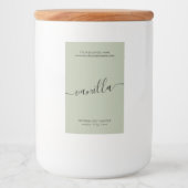 Étiquette de produit moderne sauge vert script (Devant)