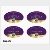 Étiquette de produit Monogramme de logo or violet (Feuille)