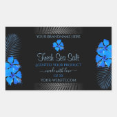 Étiquette de produit noir avec les fleurs Hawaiien (Devant)