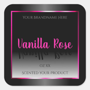 Étiquette de produit noir et blanc Cadre rose glam