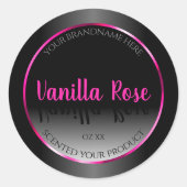 Étiquette de produit noir et blanc Cadre rose glam (Devant)