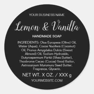 Étiquette de produit noir fait main pour savon ou 