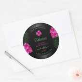 Étiquette de produit noir Fleurs roses Feuilles de (Enveloppe)