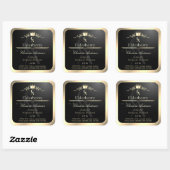 Étiquette de produit noir noble avec monogramme à (Feuille)