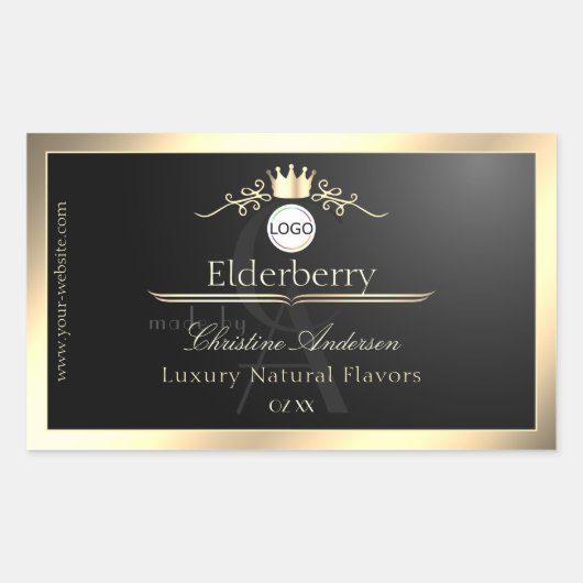 Étiquette de produit noir noble Logo monogramme ca (Devant)