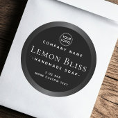 Étiquette de produit noir rond gris foncé