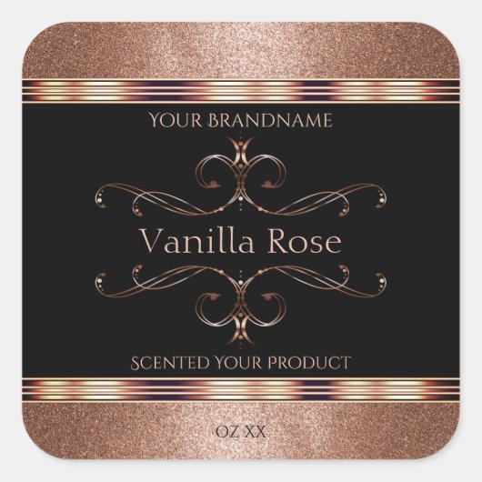 Étiquette de produit noir Rosegold Parties scintil (Devant)