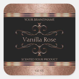 Étiquette de produit noir Rosegold Parties scintil