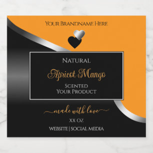 Étiquette de produit Orange Black Wavy Silver Coeu