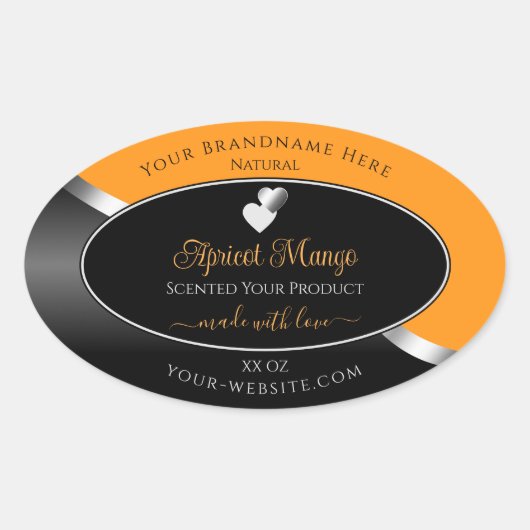 Étiquette de produit Orange Black Wavy Silver Coeu (Devant)