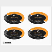 Étiquette de produit Orange Black Wavy Silver Coeu (Feuille)