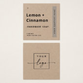 Étiquette de produit papier Kraft carré minimal mo (Devant & derrière)