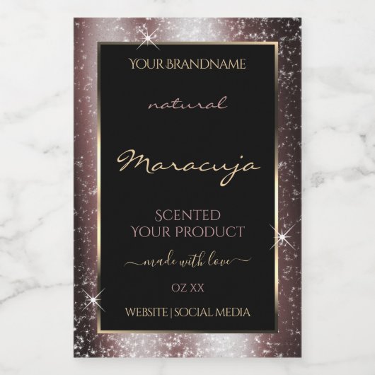 Étiquette de produit Parties scintillant de cadre  (Étiquettes simples)