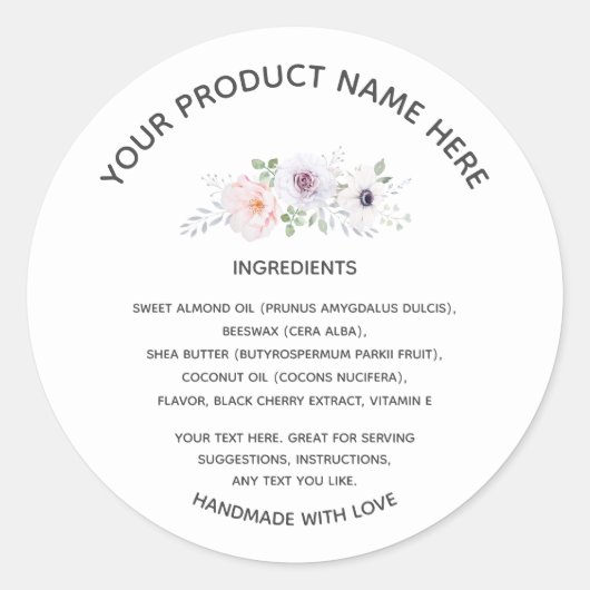 Étiquette de produit personnalisée blanc charbon (Devant)