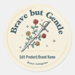 Étiquette de produit personnalisée Épée Rose Brave