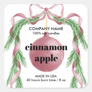 Étiquette de produit Pink Christmas Ribbon Wreath