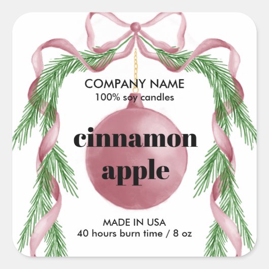 Étiquette de produit Pink Christmas Ribbon Wreath (Devant)