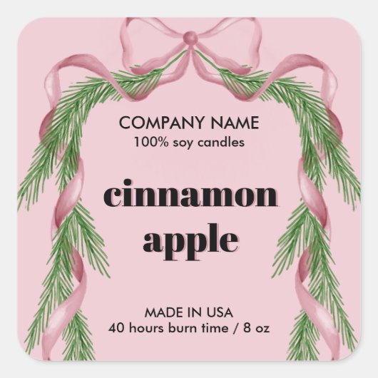 Étiquette de produit Pink Christmas Ribbon Wreath (Devant)