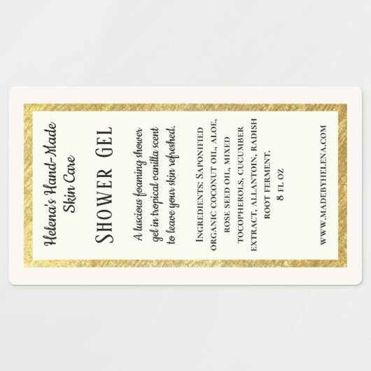 Étiquette de produit pour gels de douche imperméab (Design 1)