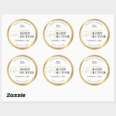 Étiquette de produit rond de bocaux de bocaux d'or (Feuille)