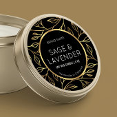 Étiquette de produit rond pour bougie florale noir