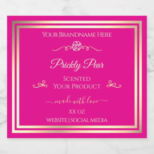 Étiquette de produit rose chaud Gold Frame et Rose (Étiquettes simples)