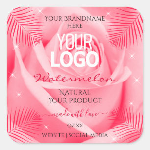Étiquette de produit Rose Rose Rouge Palm Feuilles