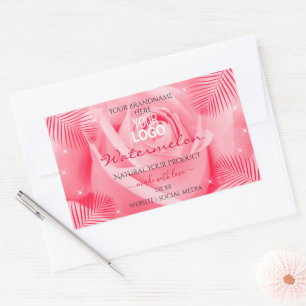 Étiquette de produit Rose Rose Rouge Palm Feuilles