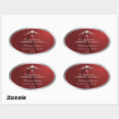 Étiquette de produit rouge profond avec monogramme (Feuille)