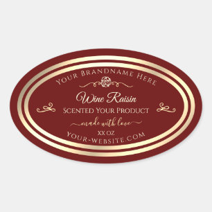Étiquette de produit rouge profond Gold Frame et R