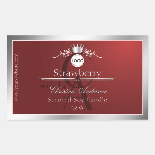 Étiquette de produit rouge profond Logo cadre arge (Devant)