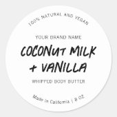 Étiquette de produit Rustique Noir & Blanc Arrondi (Devant)