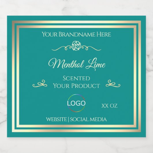 Étiquette de produit sarcelle classe avec cadre et (Étiquettes simples)