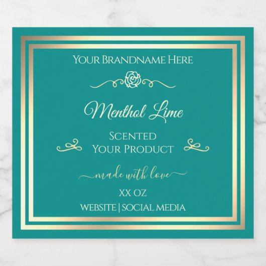Étiquette de produit Turquoise classique Gold Fram (Étiquettes simples)
