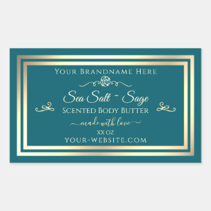 Étiquette de produit Turquoise foncé Gold Frame Vi