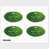 Étiquette de produit vert de forêt cadre or et mon (Feuille)