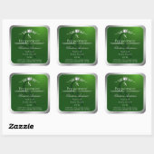 Étiquette de produit vert forêt Cadre argent Monog (Feuille)