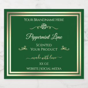 Étiquette de produit vert forêt Gold Frame Rose Vi