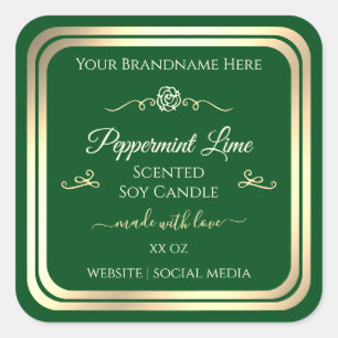Étiquette de produit vert forêt Gold Frame Rose Vi