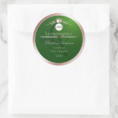 Étiquette de produit vert monogramme cadre rose or (Sac)
